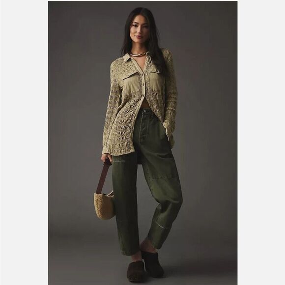 Anthropologie Pilcro Smocked Shacket - Picture 1 of 15